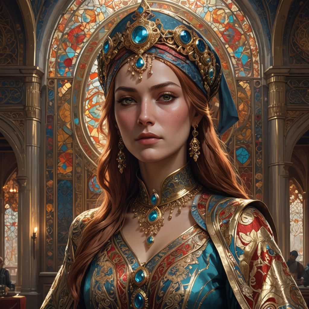 Sultan Hurrem's Consort: Art Nouveau Portrait