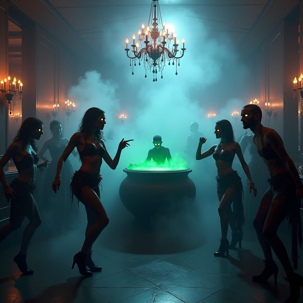 Glamorous Undead Dance in Mystical Nightclub