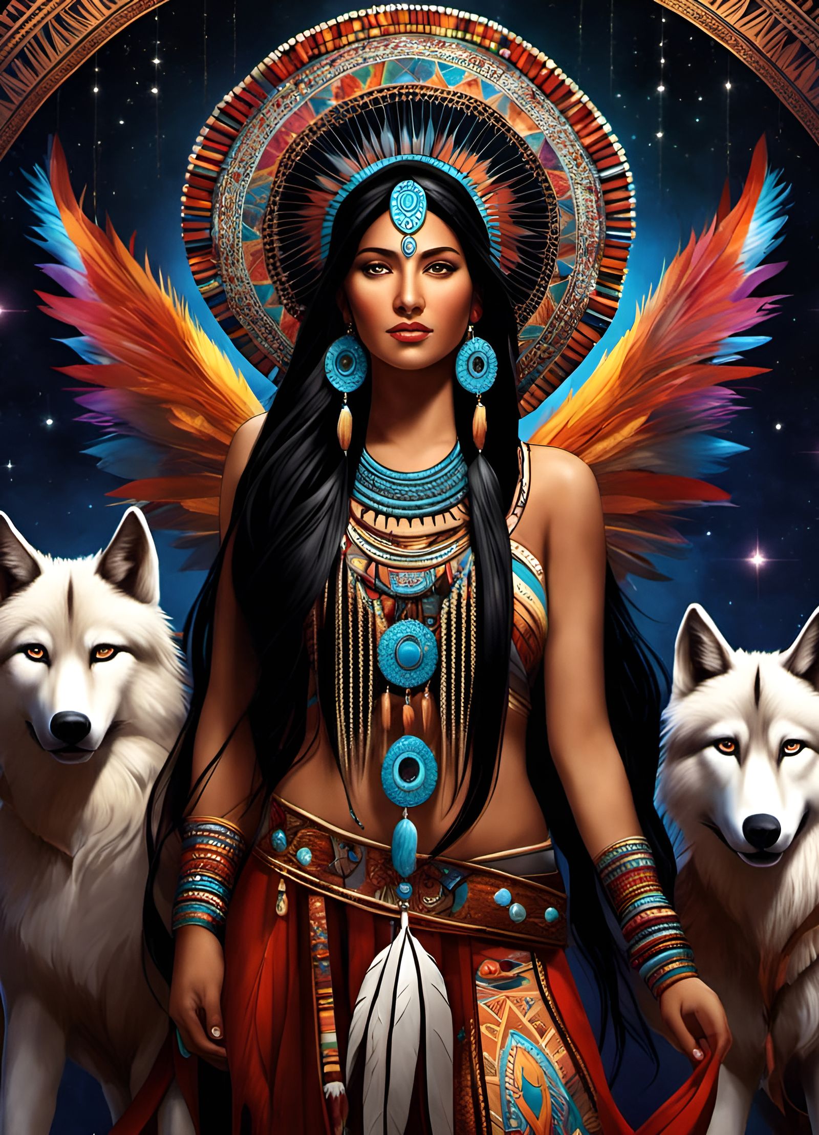 Azteca with wolves