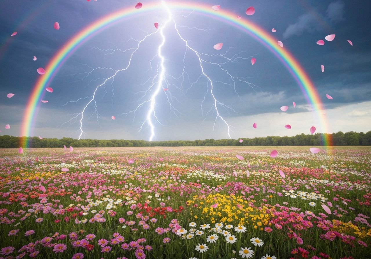 Rowboat Journey Through Watercolour Flower Field