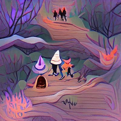 Friends Hiking to a Witch's Hut