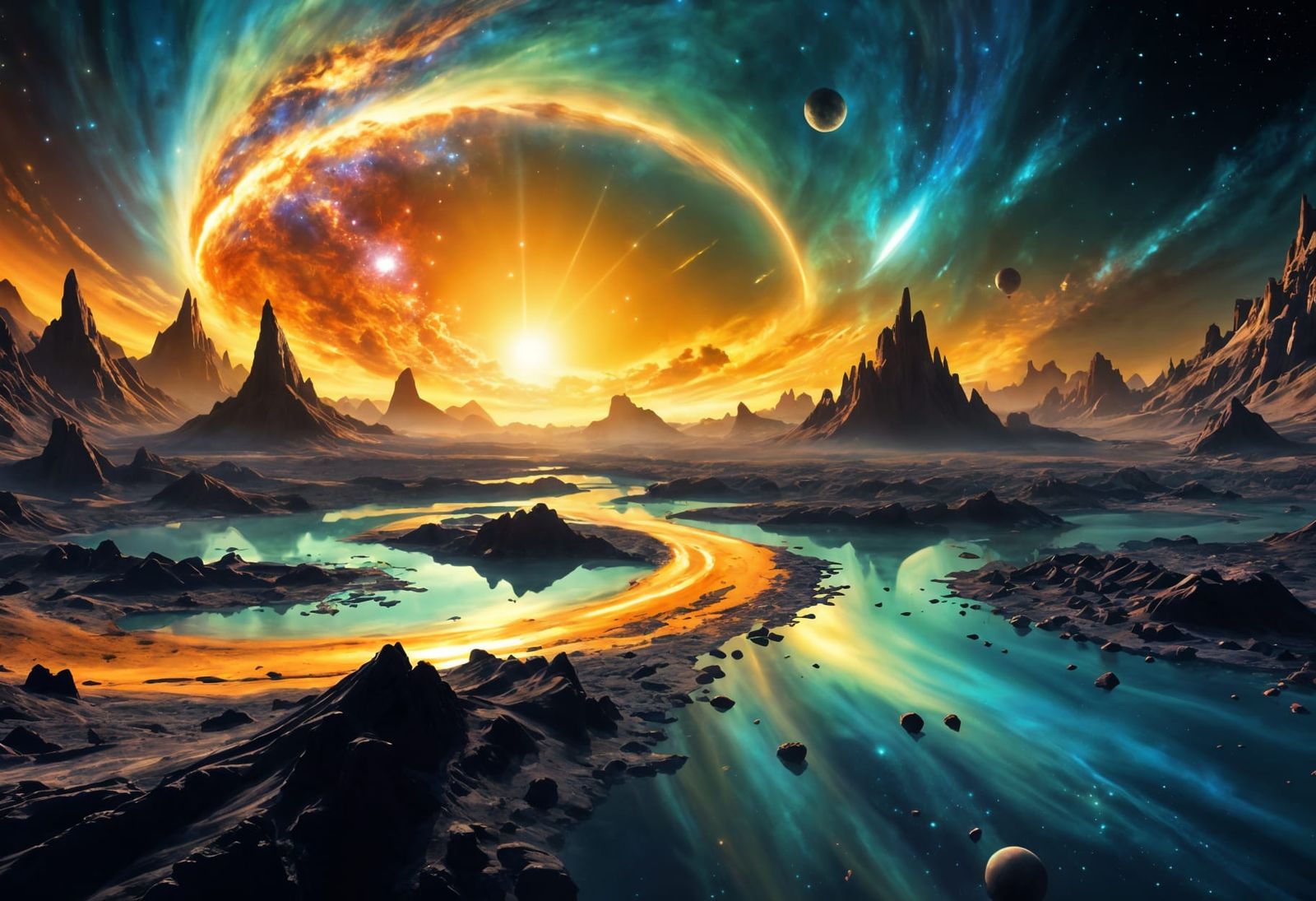 Epic Celestial Space Landscape in Hyperrealism