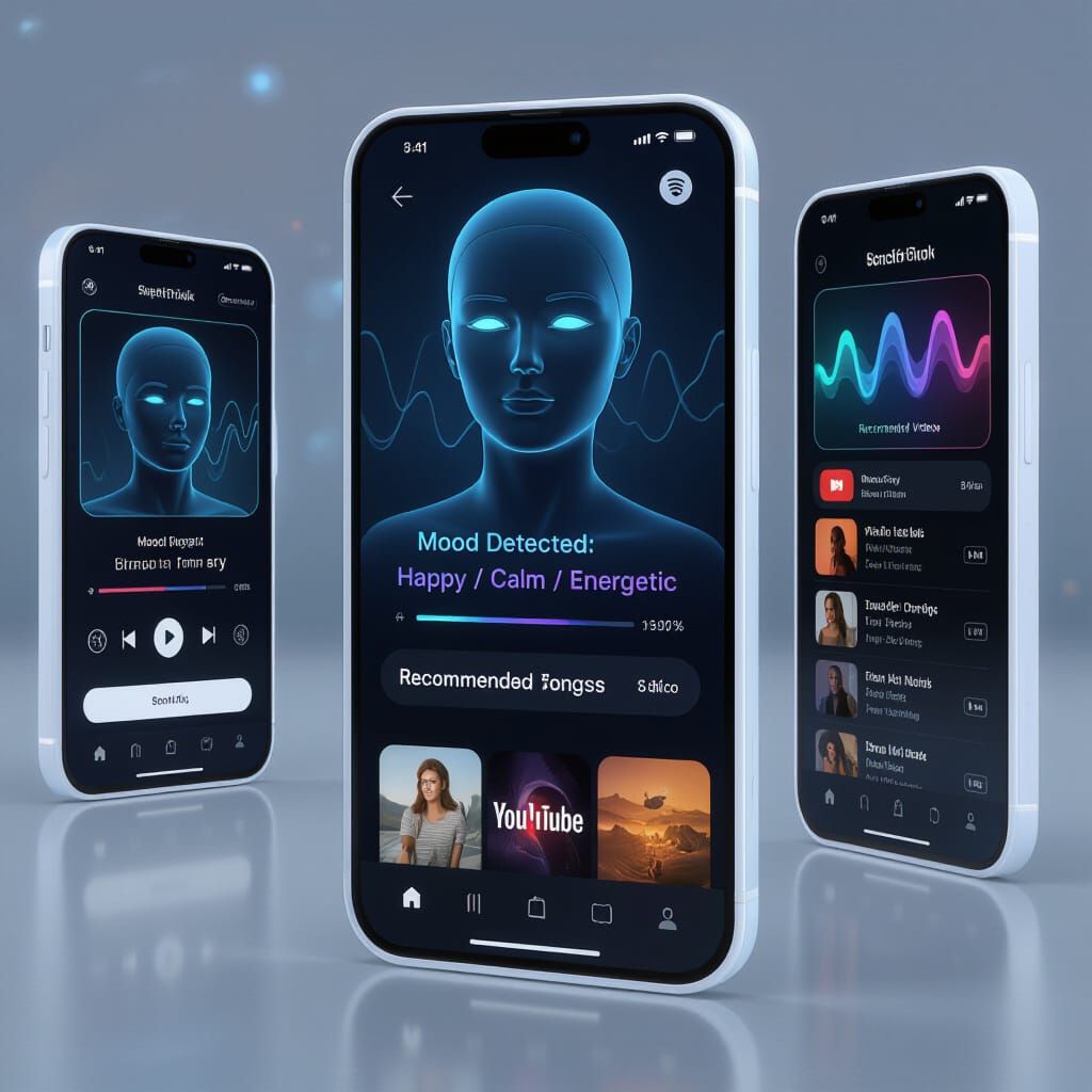Futuristic AI Mood App UI with 3D Neumorphic Design