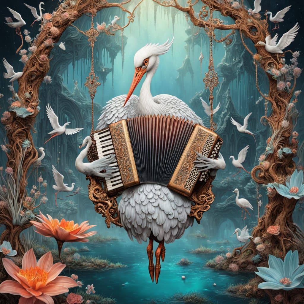 Surreal Accordionist at Galaxy's End in Utopia