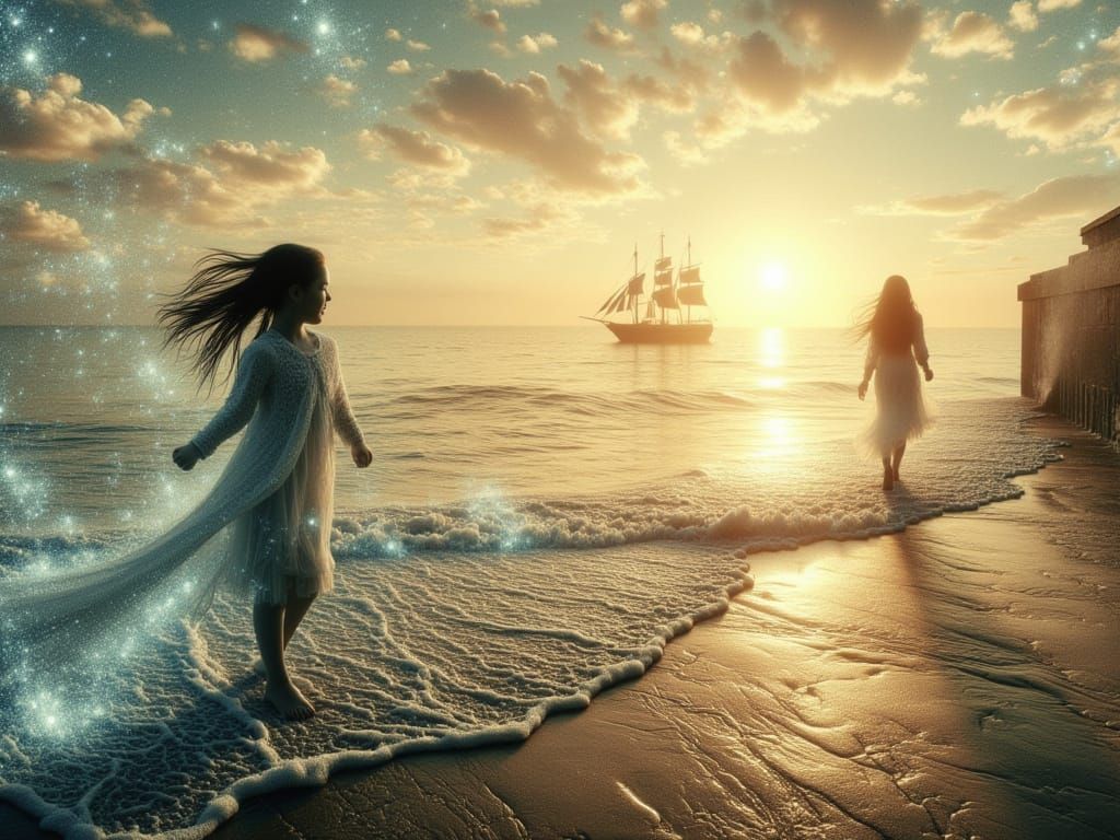 Ethereal Shoreline Scene in Dreamlike Atmosphere