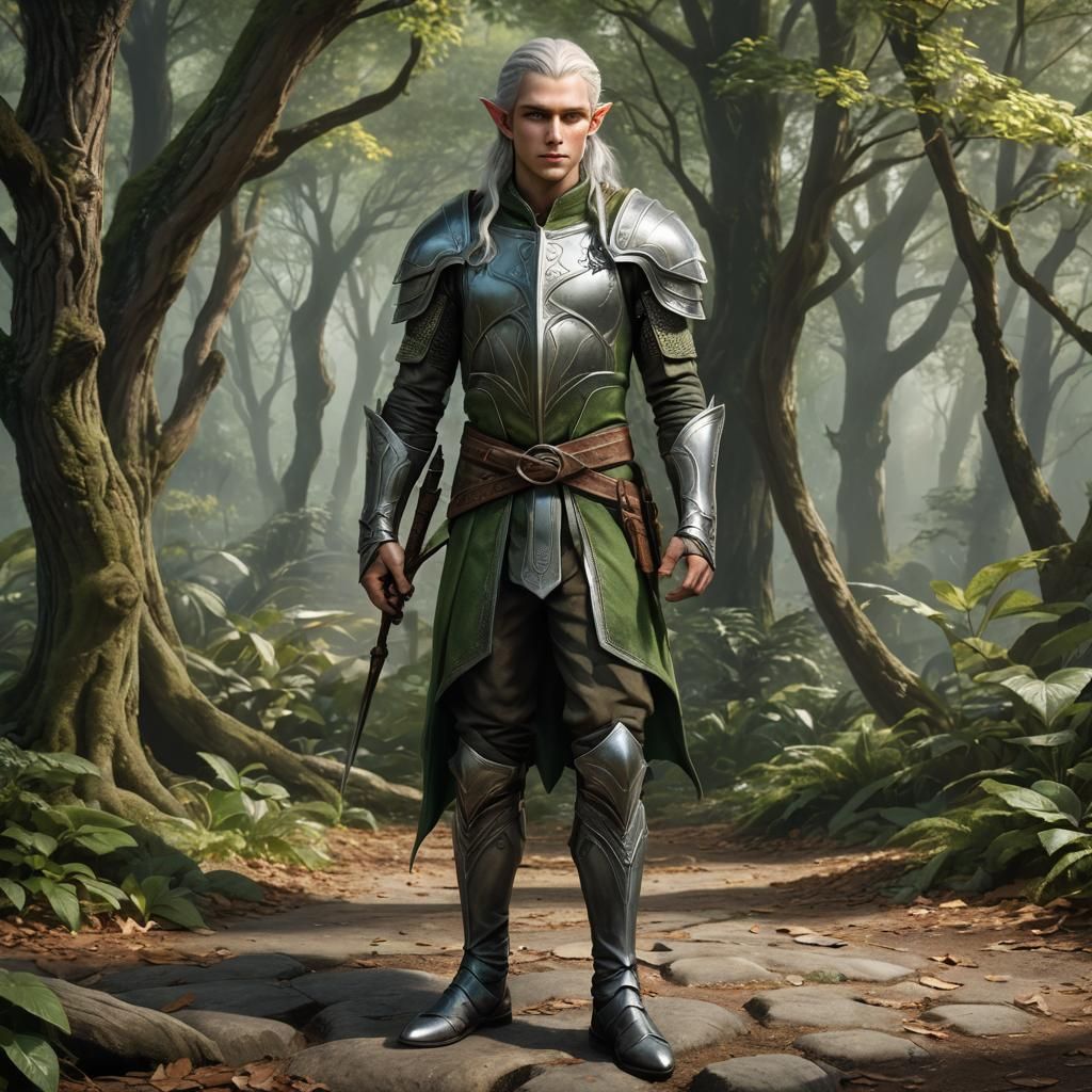Athletic Elf in Forest Armor: Fantasy Concept Art