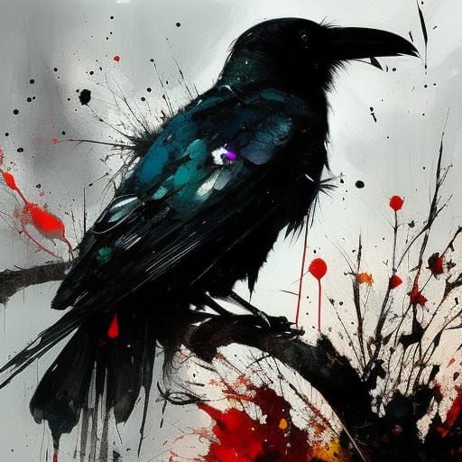 Textured Black Raven Speedpaint Fine Art