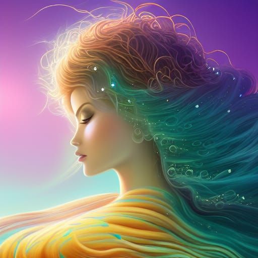 Wind Elemental Desert Goddess in Digital Artwork