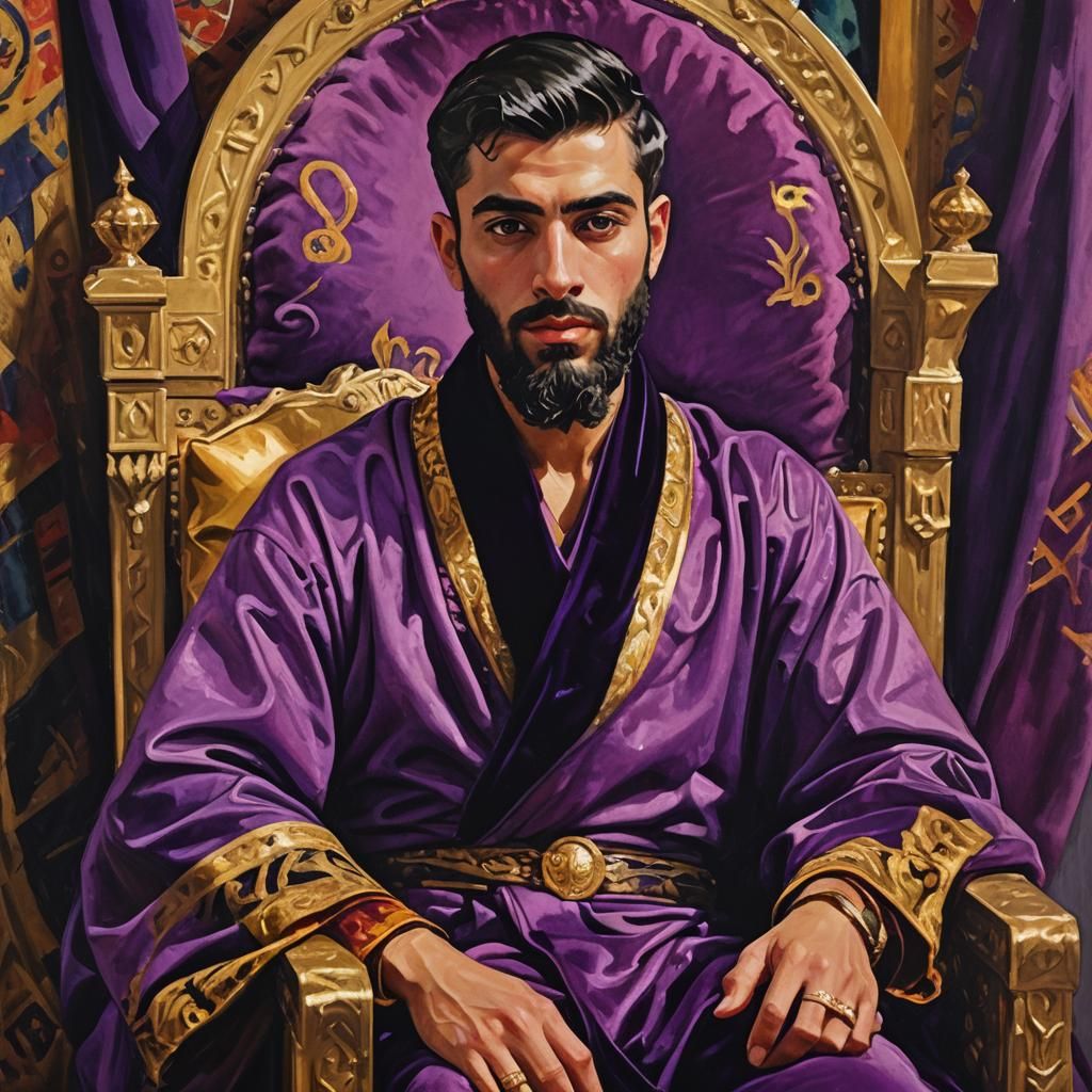 Aristocrat on Throne: Impressionist Oil Painting in Velvet