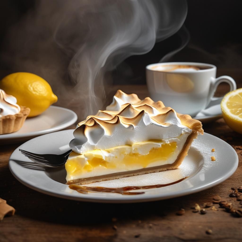 Lemon Meringue Pie and Coffee: Hyper-Realistic Food Photogra...