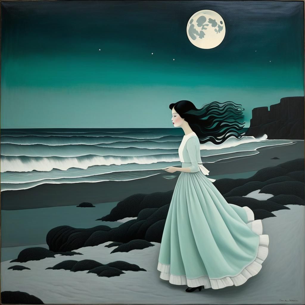 Black and White Ghosts in Seafoam Palette