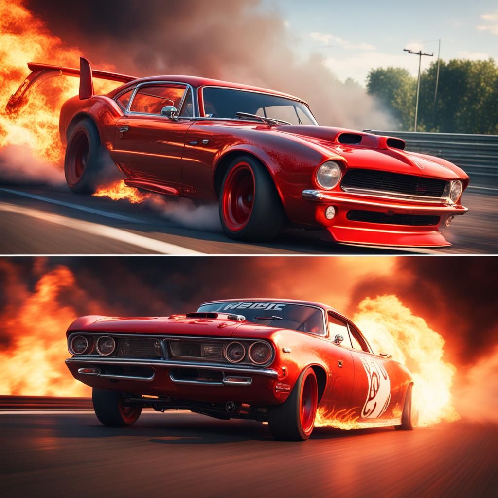Fiery Drag Race on the Autobahn