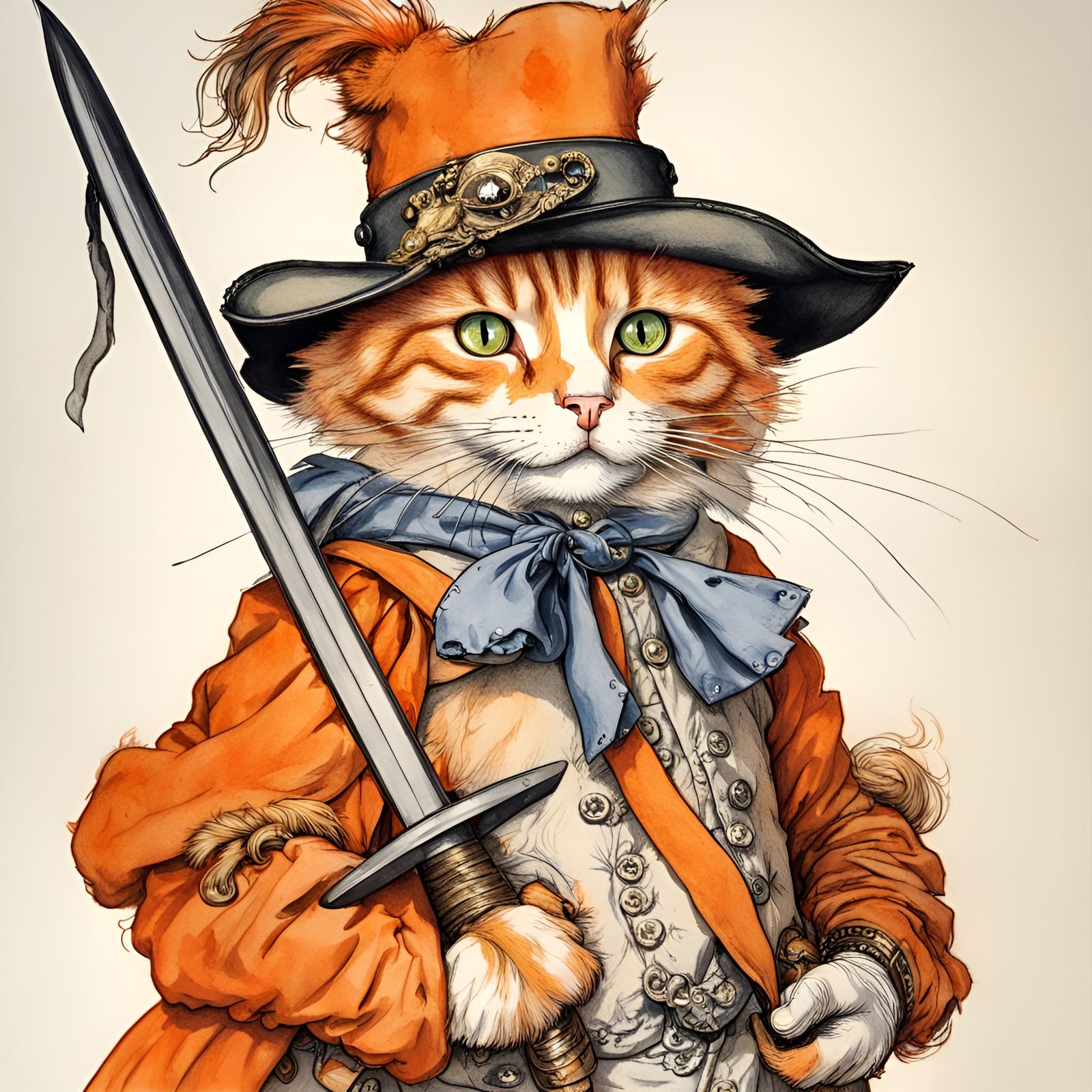 Orange Swashbucklng Cat With Sword