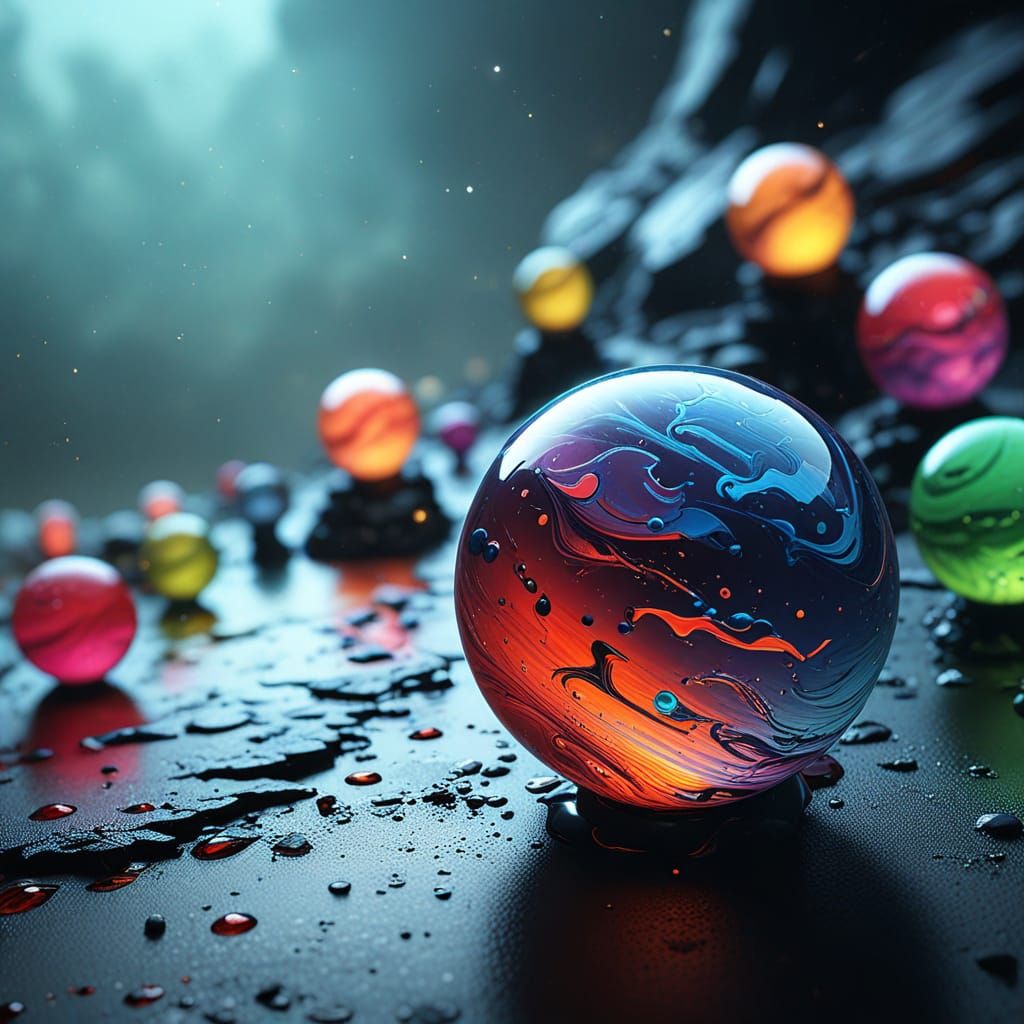 Planet Marbles: Detailed 3D Digital Art