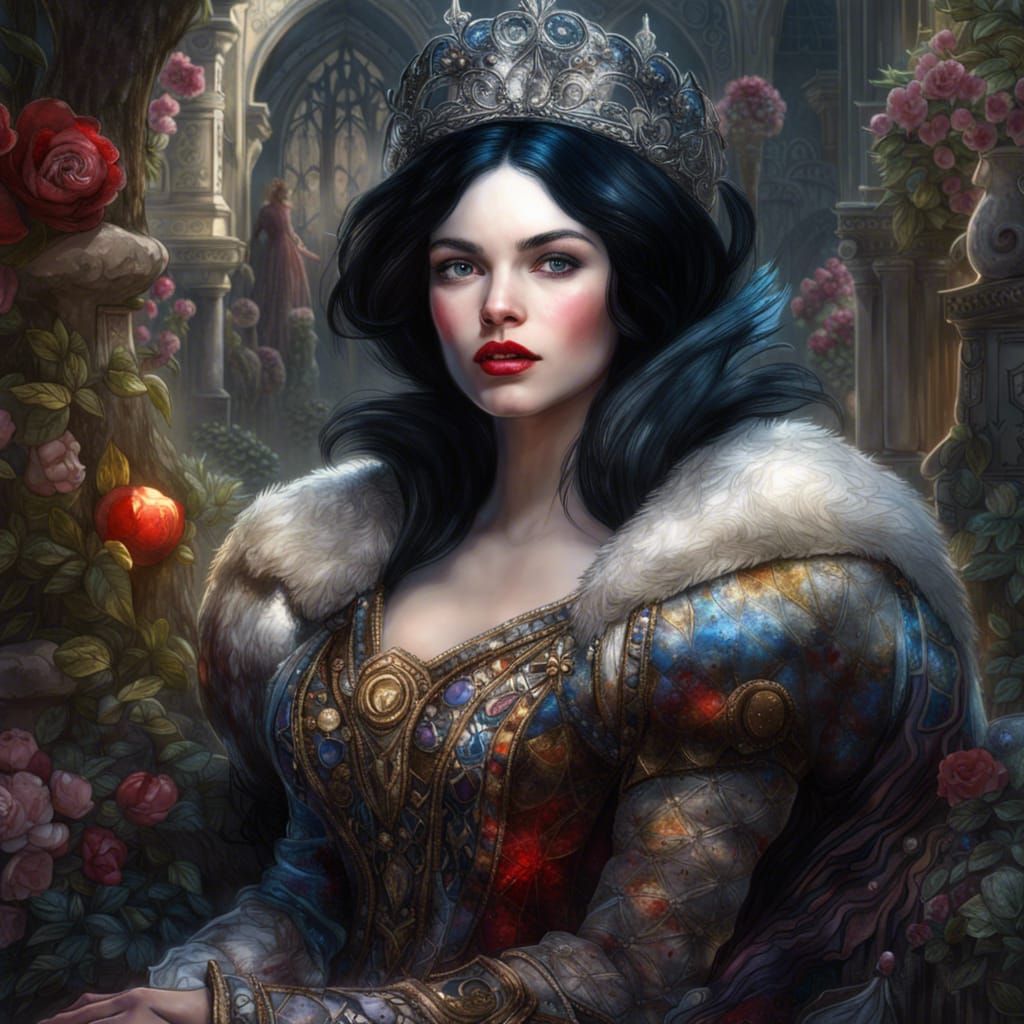 Snow White in Royal Garden: 3D Ethereal Portrait