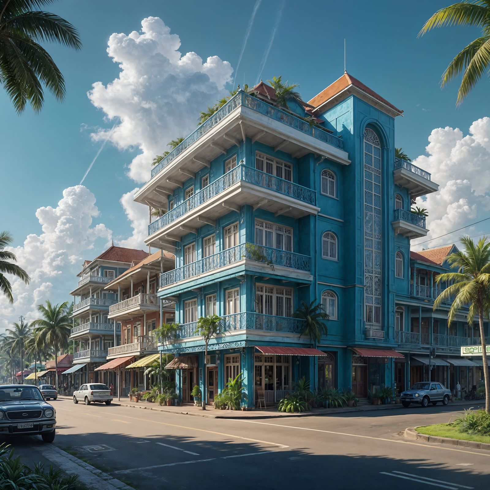 Surreal Cityscape of Paramaribo's Harmonious Architecture