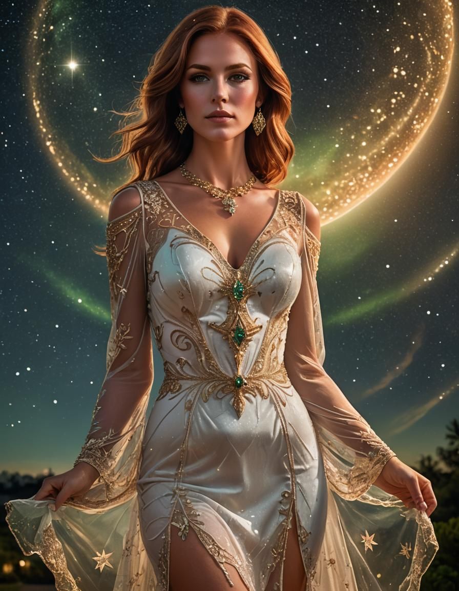 Woman in Glass Dress Portrait: Hyperrealistic Style