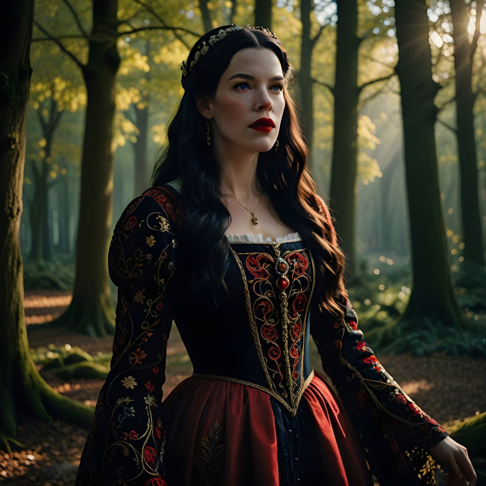 Ethereal Snow White in Baroque Forest