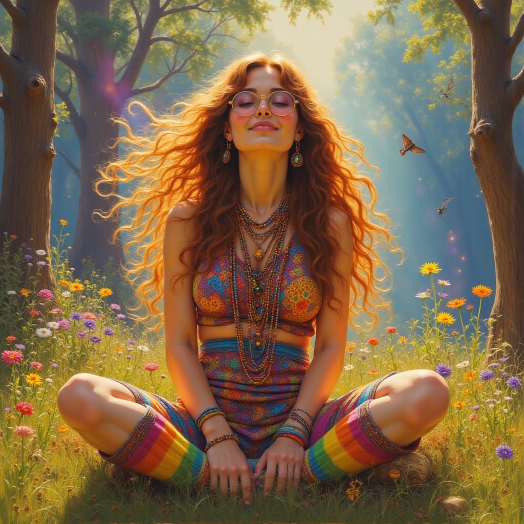 <lora:Polly:1.0> Hippy girl on a marijuana trip