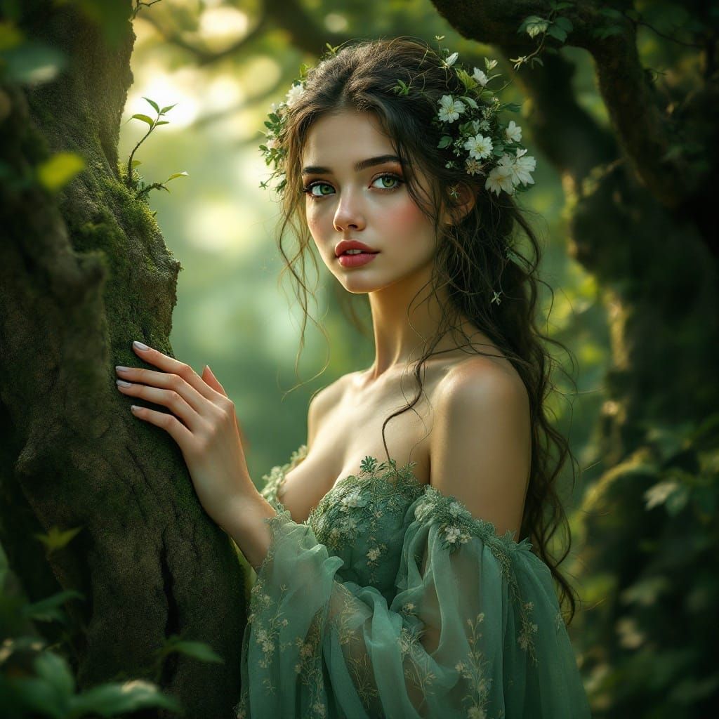 Mystical Nature Spirit in Ethereal Forest Glade