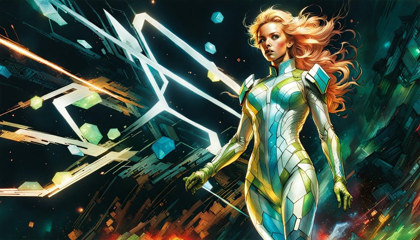 Ethereal Invisible Woman in 80s Comic Style