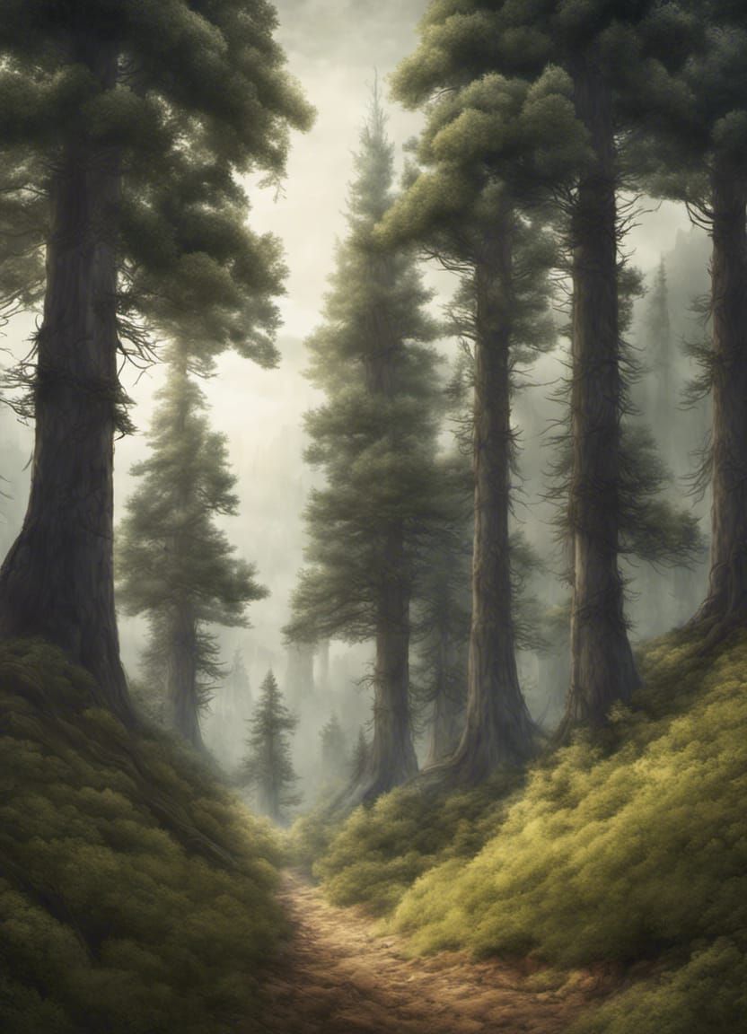 Epic Summer Forest Path Digital Matte Painting