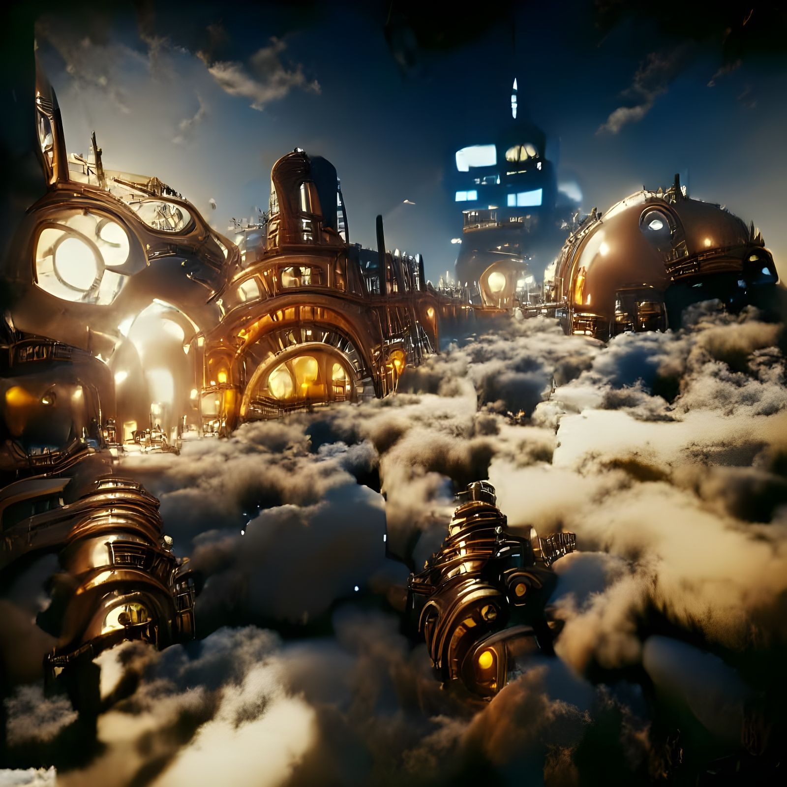 Steampunk City in Clouds: Cinematic Unreal Engine Render