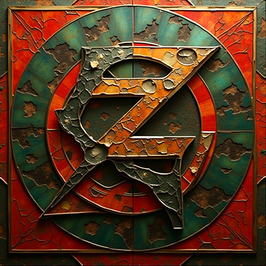 Bold Abstract Geometric Composition in Red, Black, White, Bl...