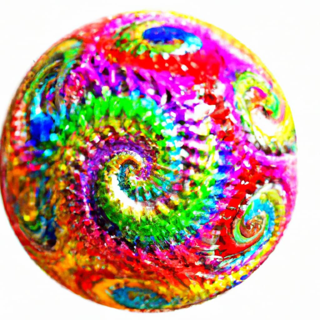 Shimmering 3D Sphere with Glittery Multicolor Swirls