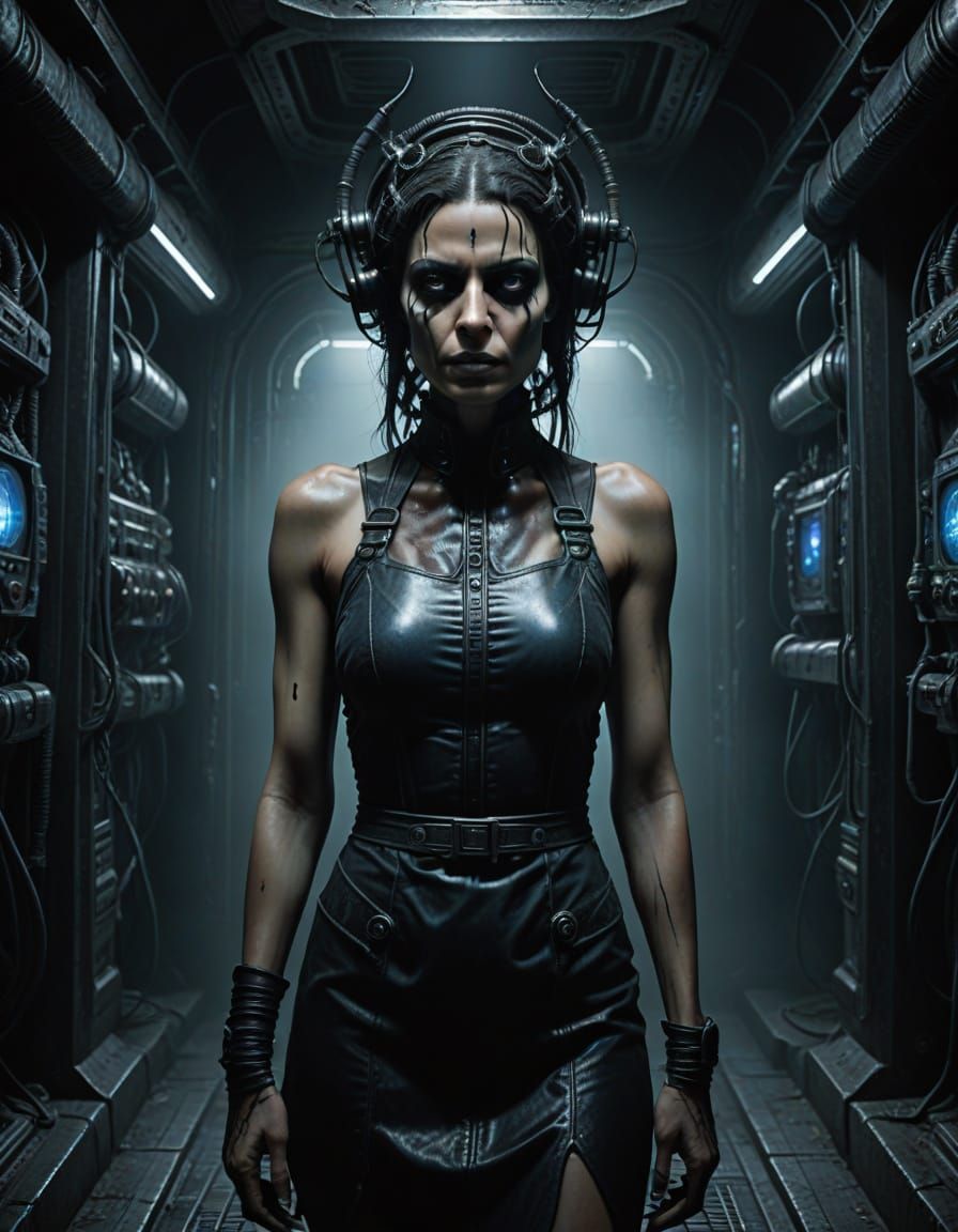 Surreal Sci-Fi Portrait of a Middle Eastern Woman in a Charg...