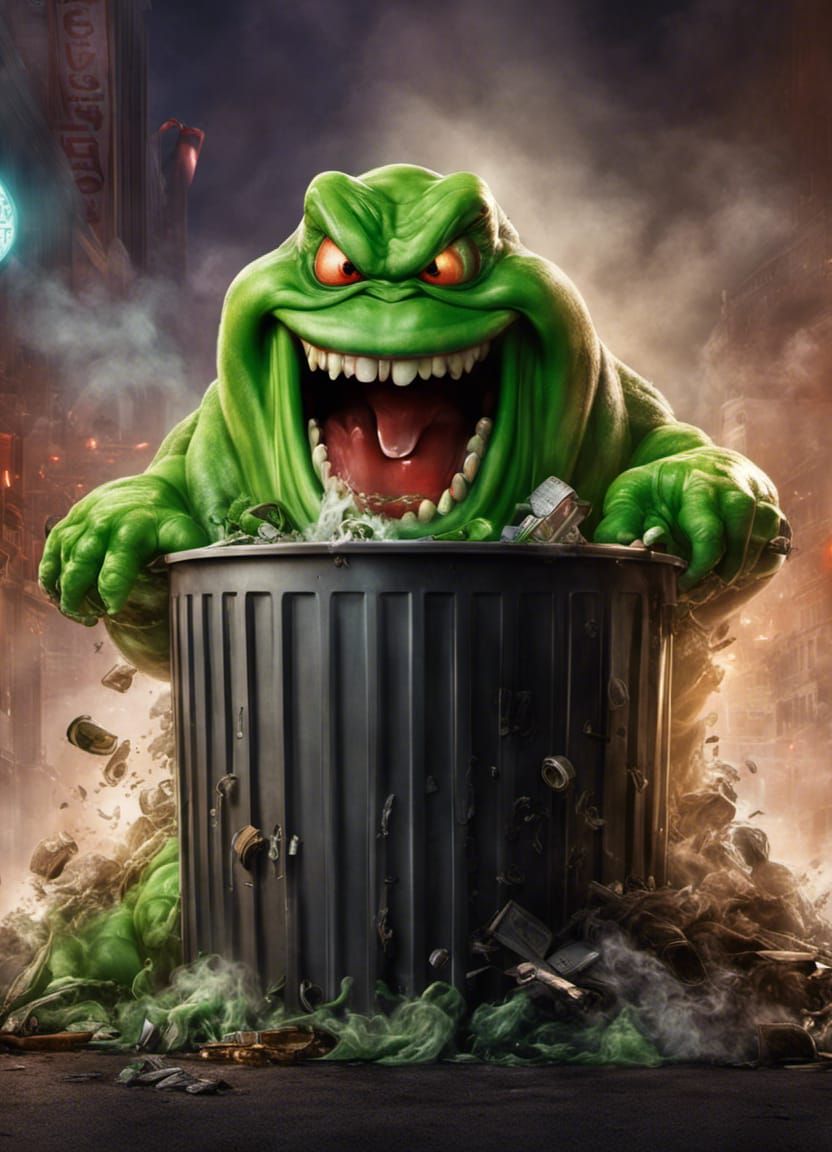 Slimer Character with Open Mouth and Stench