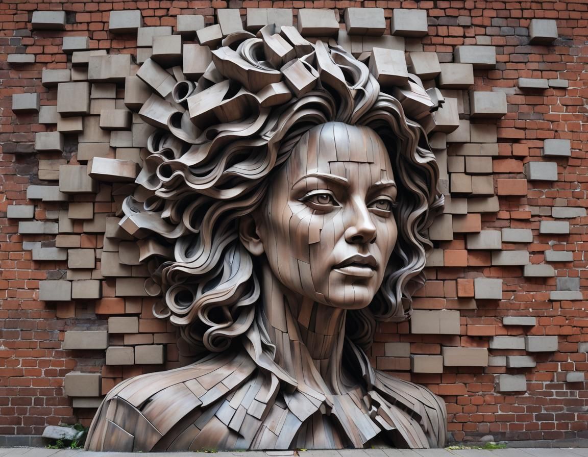 Woman Portrait Sculpture on City Street