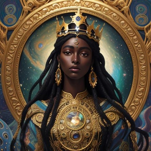 Ethereal Klimt-Inspired Portrait of Andromeda