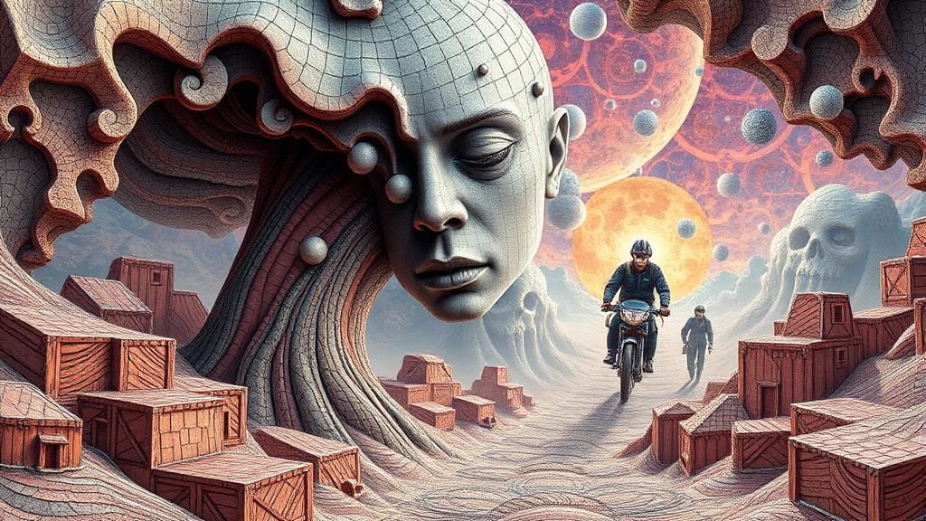 Abstract Fantasy Portrait in Surreal Textured Style