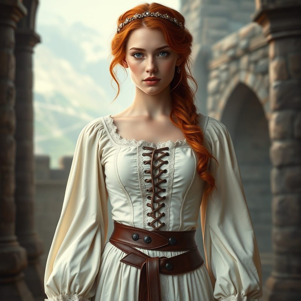 Medieval Fantasy Princess in Resplendent White Gown