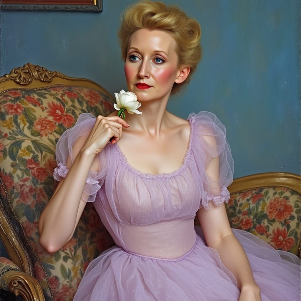 Victorian Woman with Rose, Oil Painting by Sargent