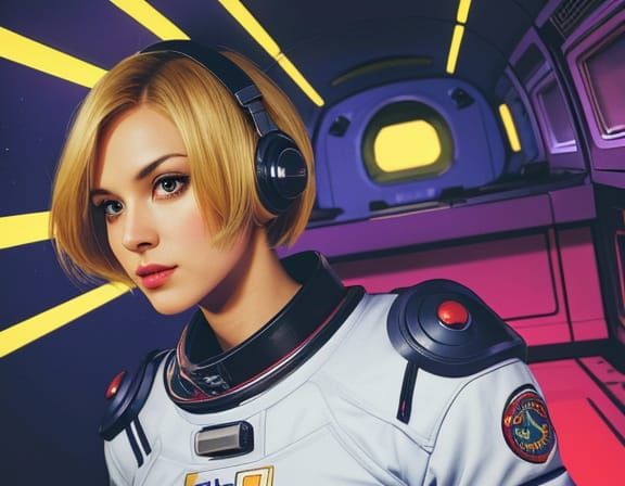 Vibrant Alien Encounter in Retro-Futuristic Cosmic Comic Boo...