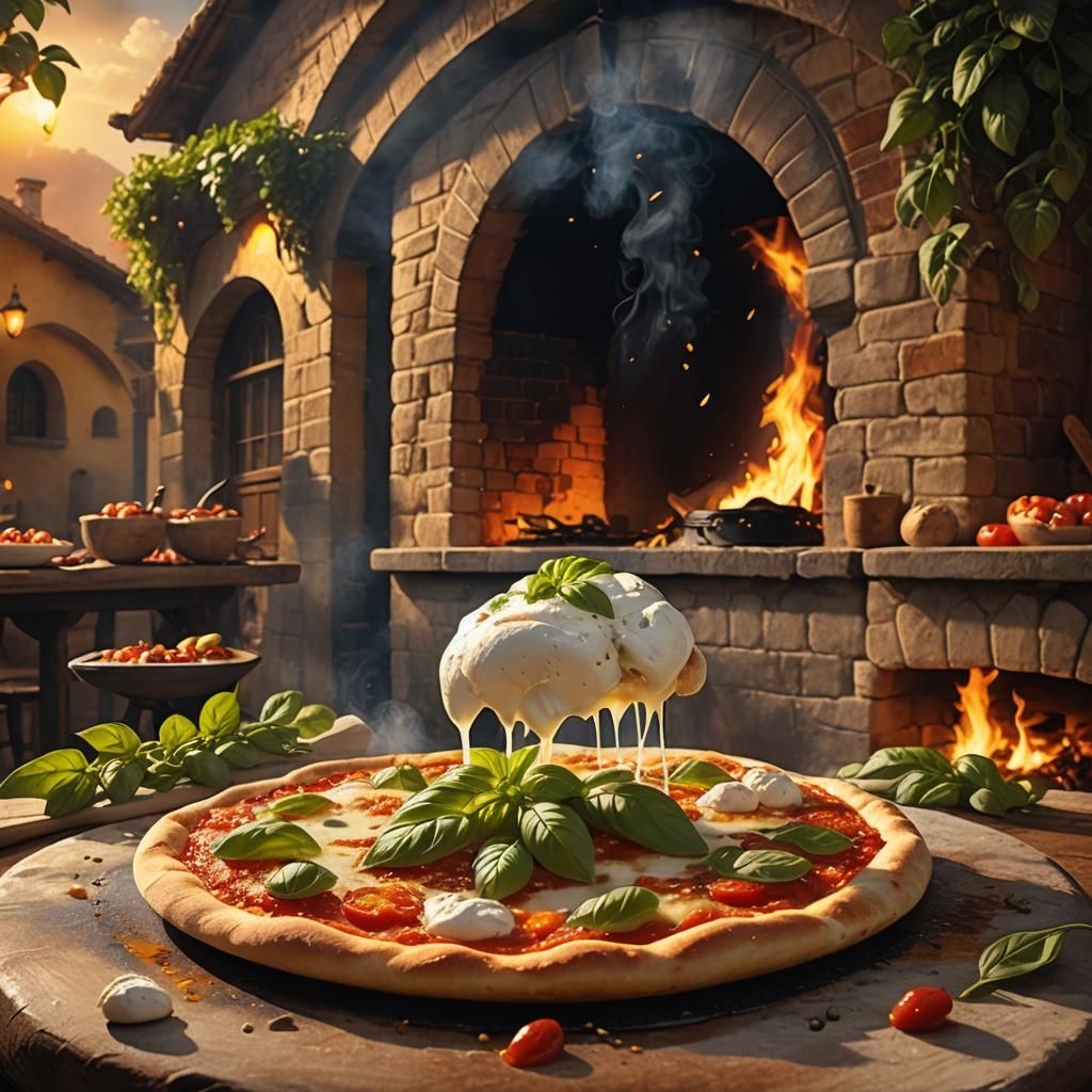 Burrata on Pizza: A Renaissance-Inspired Food Fantasy