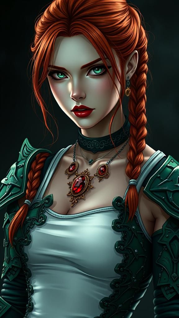 Vampire Woman in Gothic Armor, Anime Manga Style