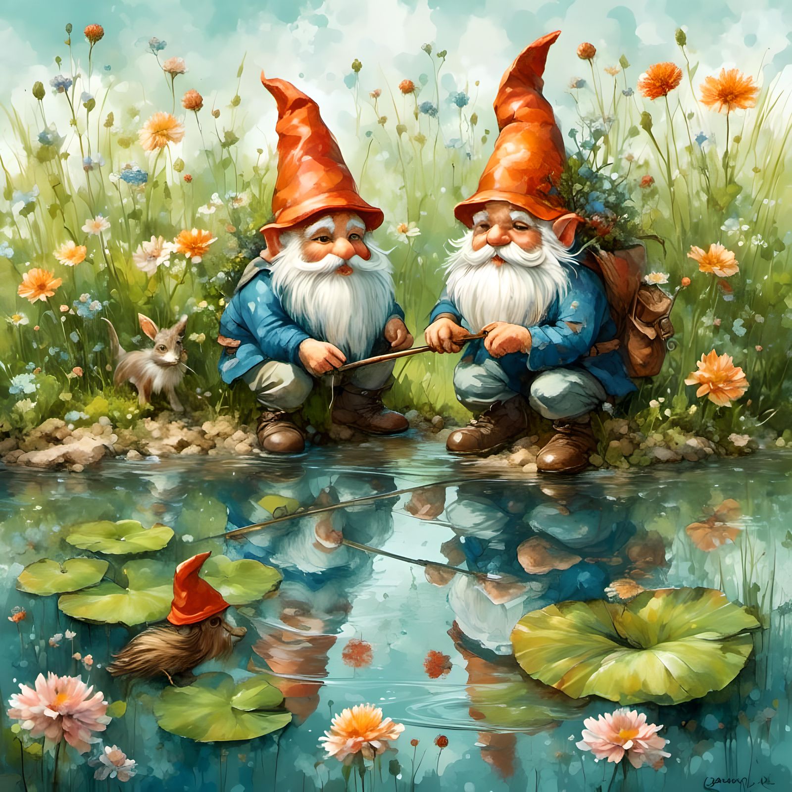 Gnomes Fishing