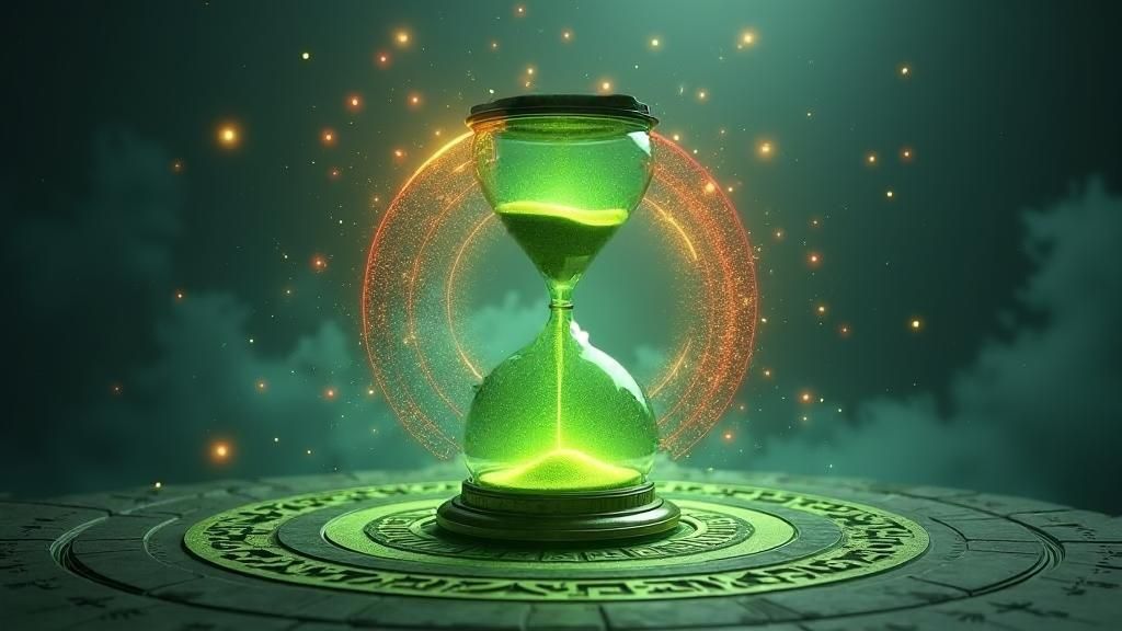 Magical Hourglass with Glowing Green Sand
