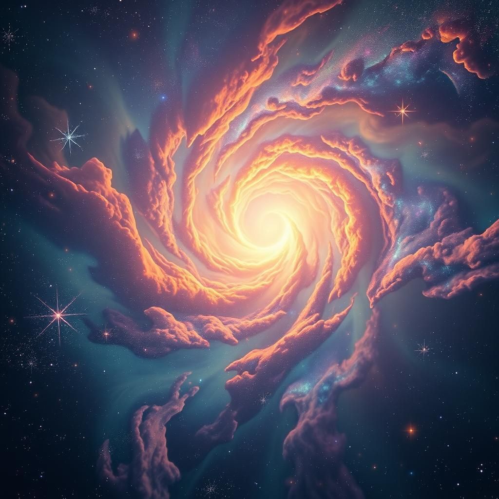 Ethereal Cosmic Vortex in Dreamlike Style