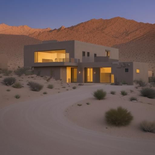 Home in the Mojave desert, harmonious with it's surroundings
