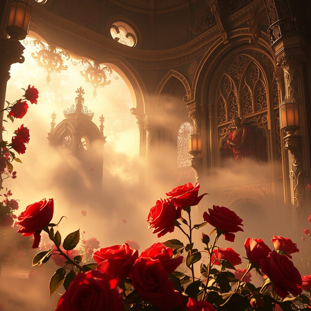 Dreamlike Valentine's Day Scene in Fantasy Concept Art Style