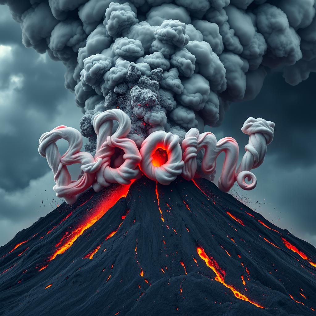 Volcano Eruption with 'Boom' Smoke Cloud