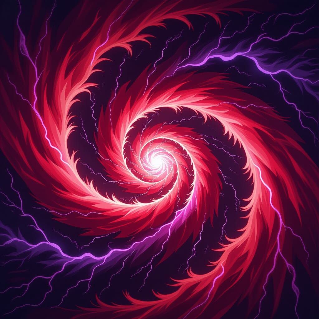 Crimson Energy Vortex with Dark Lightning