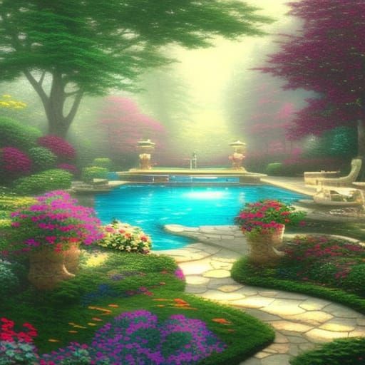 Ethereal Luxury Pool Area in Luminist Style