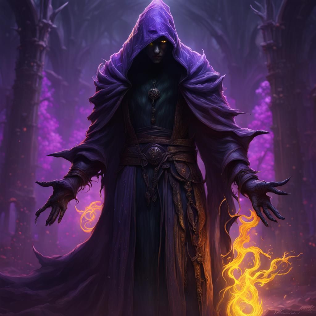 Demonic Shadow Sorcerer in Dark Fantasy Style