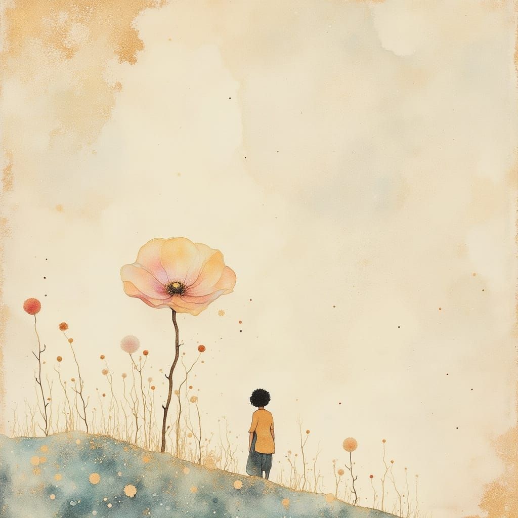 Minimalist Japanese Haiku Night Flower Scene