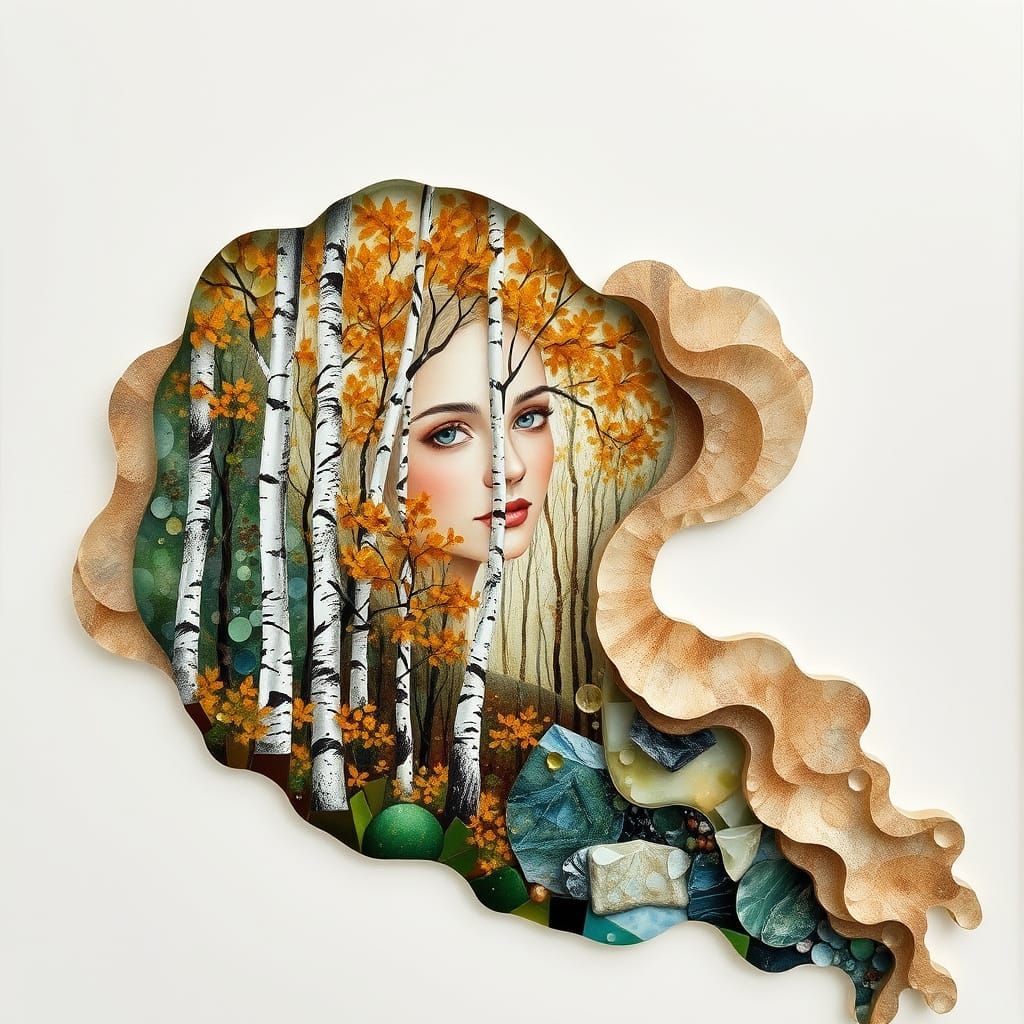 Ethereal Birch Dryad Portrait in Fall Forest